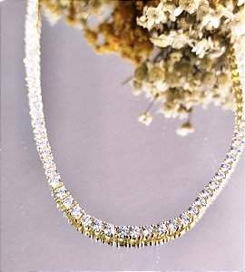 GB 0387 Gargantilha Riviera Zircônias Cristal (45cm)BRUNA Semijóias