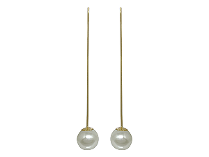 BB 2839 Brinco Palito Longo Com Perola 12mm BRUNA Semijoias