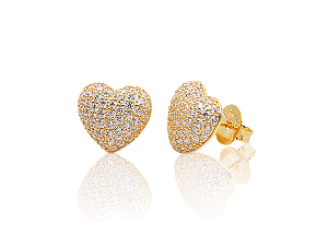 BB 3373 Brinco Coração Cravejado 1,4cm BRUNA Semijoias