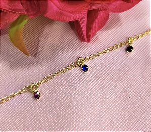 CPV0364 Pulseira Infantil (14 p/17cm) c/ Pedirnhas Penduradas Yellow Semijóias