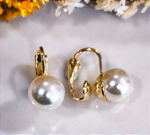 BQ 2272 Brinco De Pressão Com Pérola 10mm QUALITÁ Semijoias