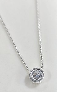 GQF401640CIRC Gargantilha Ponto de Luz Redondo Zirconia 7mm Folheado a Prata 40P/45CM QUALITA Semijoias