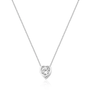 GQF401640CORA Gargantilha Ponto de Luz Coração Zirconia 8mm Folheado a Prata 40 P/45cm QUALITA Semijoias