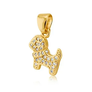 MQ 3078 Medalha Cachorro Pequeno Cravejado 1,2CM QUALITÁ Semijoias
