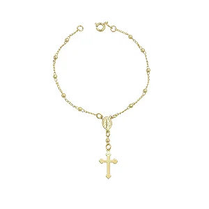 PF 0016 Pulseira 18cm Terço Bolinha Lisa 3mm MD Folheados