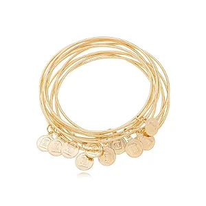PF 0085 10 Pulseiras de Aro com Medalhas Redondas Dez Mandamentos 7CM MD Folheados