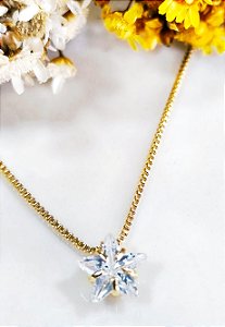GF 0091 Gargantilha Veneziana 45cm Com Estrela Zirconia 8mm MD Folheados