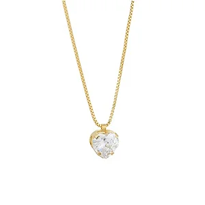 GF 0063 Gargantilha Veneziana 45CM Com Coração Zirconia 8mm MD Folheados
