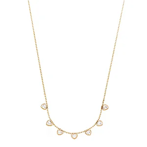 GF 0594 Gargantilha Bolinhas Pequena Com 7 Corações Zirconias MD Folheados