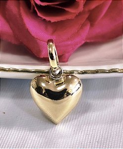 MF 0179 Medalha Coração Bojudo Liso (1,5cm) MD Folheados