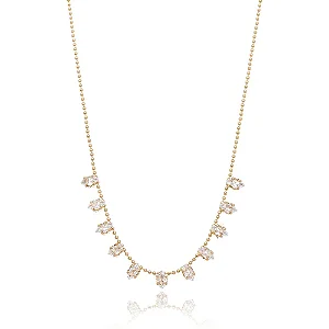 GF 0630 Gargantilha Bolinhas Pequena Com 11 Zirconias MD Folheados
