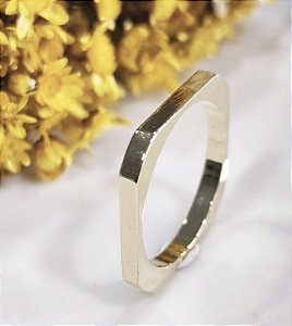 AF 0878 Anel Quadrado Liso MD Folheados