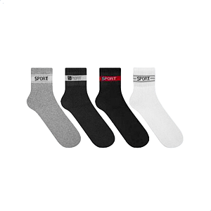 Meia Cano Medio Adulto 38 Ao 42 Kit Com 4 Pares Dallf