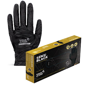 Luva Nitrilica Descartavel Sensi Black Volk Ca 38260