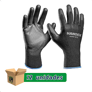 Kit com 12 Pares Luva Hand Tatil Preta Hx001 Handex Ca 41628 - Eg