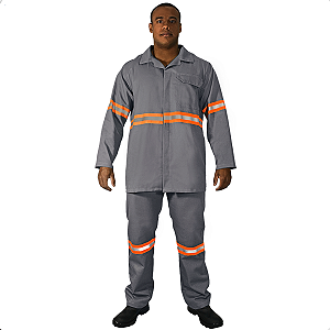 Conjunto Reforce Chemsafe Cinza com Refletivo Laranja Protect Ca 50154/50155