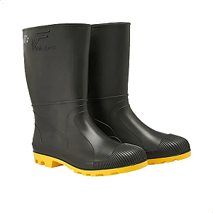 Bota Pvc Curto Sf Preto Sola Amarela Vulcabras Ca 27223