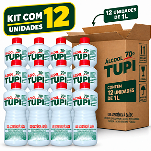 Kit com 12 Alcool Liquido 70° 1l Tupi