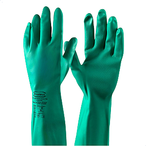 Luva Nitrilica Verde com Forro Ultra Glove Protect Ca 52364