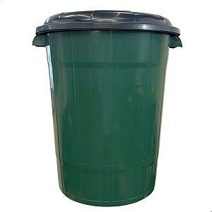 Cesto Lixeira Verde com Tampa Preta 95l Implast