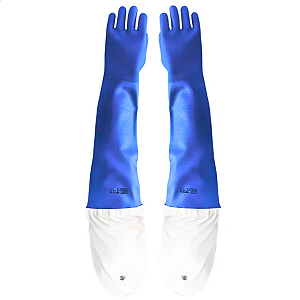 Luva Pvc sem Forro 60cm Azul Tamanho Único 9,5 Plastcor Ca 34592