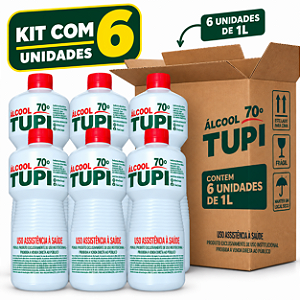 Kit com 6 Alcool Liquido 70° 1l Tupi