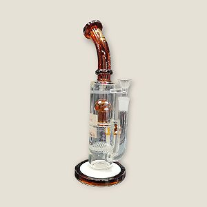 Bong de Vidro Abduzido Gold Line Grande Mushroom Ambar