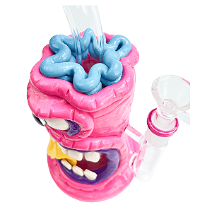 Bong de Vidro Abduzido Gold Line Médio Monster Eye Pink