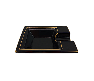 Cinzeiro de Ceramica para 1 Charuto Cohiba - Preto e Dourado