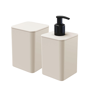 Kit Porta Algodao e Cotonete Com Tampa E Dispenser Areia