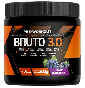 Pré Workout Bruto 3.0 300g - Sabor Uva e Blueberry