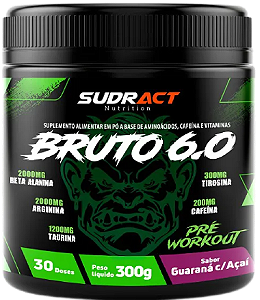 Pré Workout Bruto 6.0 300g - Sabor Guaraná com Açaí - Sudract Nutrition