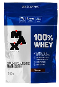 100% Whey Refil 900G - Max Titanium - Sabor Chocolate