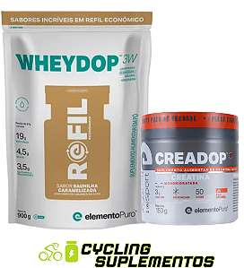Kit Whey 3W 900gr (Baunilha Caramelizada) + Creatina Creadop Sport 150gr