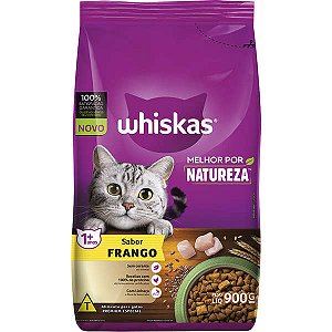 WHISKAS ADULTO MELHOR POR NATUREZA SABOR FRANGO 900GR