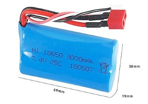 Bateria Li-ion 2S 7.4V 1300 mAh 25C Plug T