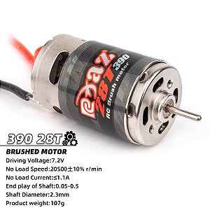 Motor Brush Escovado RC 390 28T eixo 2mm