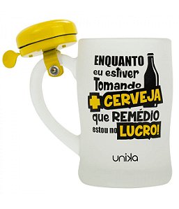 Caneca Vidro Cerveja Lucro Campainha 400ml