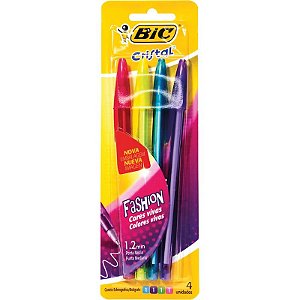 Caneta esferografica Cristal Fashion Pack 04 Cores - Bic