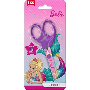 Tesoura Escolar Decorada Barbie Lâmina Decorada 13 cm - Summit