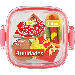 Borracha Decorada Mini Foods com 04 (Sortido) - Tilibra