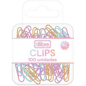 Clipe Colorido Tons Pastel 28 mm com 100 unidades - Tilibra