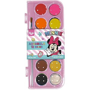 Aquarela Escolar Minnie 12 Cores com Pincel - Dac