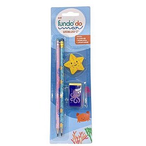 Kit Escolar Fundo do Mar HB com 4 peças - Leonora