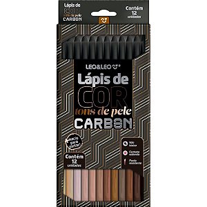 Lapis de Cor Redondo Carbon Line 12 cores Tons de Pele - Leonora