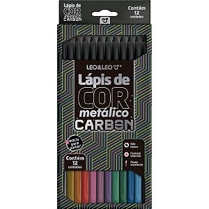 Lapis de Cor Redondo Carbon Line 12 cores Metálicas - Leonora