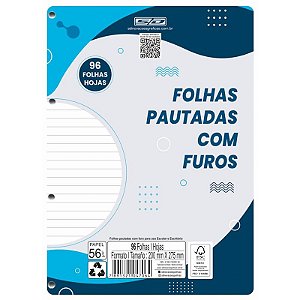 Bloco para Fichário Universitário Monobloco Branco 96 fls. 200 mm x 275 mm - Animativa