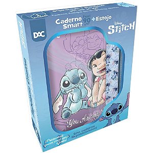 Caderno 1x1 Capa Dura Colegial Stitch Smart 80 fls. Com 1 Estojo - Dac