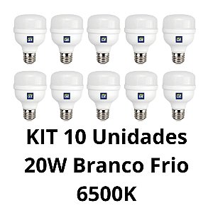 Kit 10 Lâmpada Led 20w Branco Frio 6500k E27 Bivolt