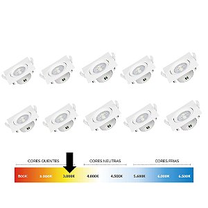 Kit 10 Unidades Spot Led 3W Branco Quente 3000K Ultraluz